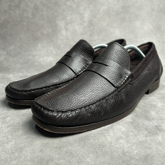 Sandro Moscoloni Other - Sandro Moscoloni Dark Brown Pebbled Leather Penny Loafers